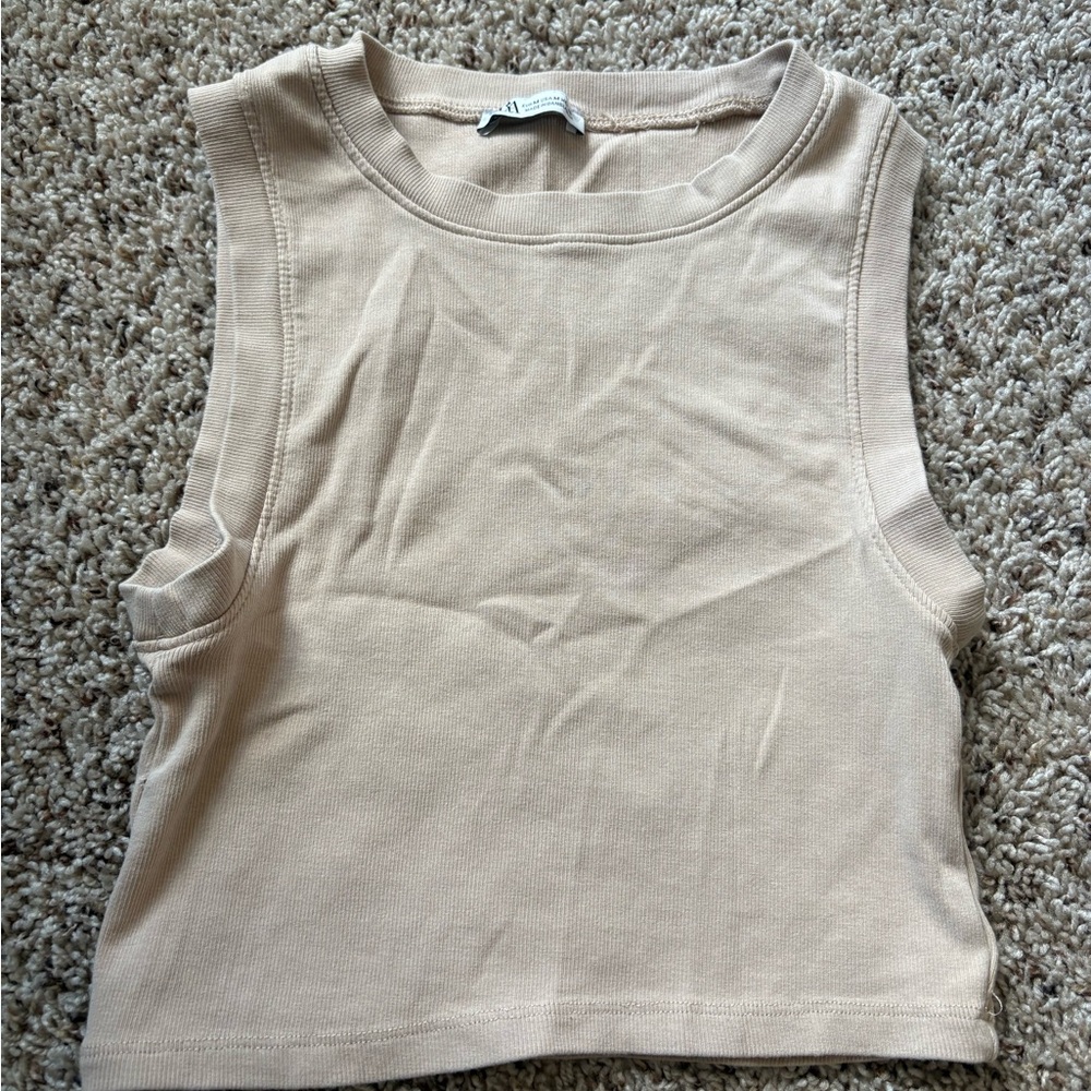 Zara Beige Muscle Tee